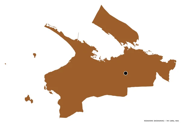 斯里兰卡基里诺奇地区的形状 其首都被白色背景隔离 图形纹理的组成 3D渲染 — 图库照片