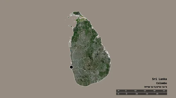 Desaturated Shape Sri Lanka Its Capital Main Regional Division Separated — Stock Photo, Image