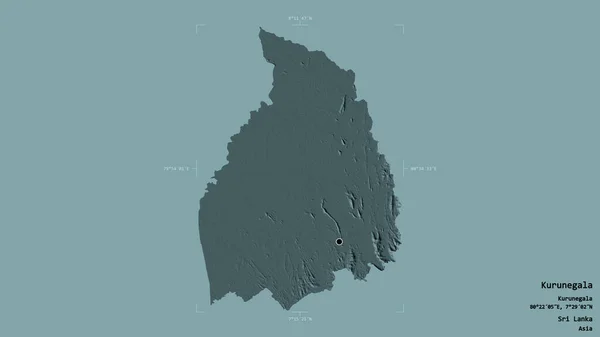 스리랑카의 쿠룬게 구상으로 둘러싸인 배경으로 고립되어 있었습니다 라벨이요 지형도 렌더링 — 스톡 사진