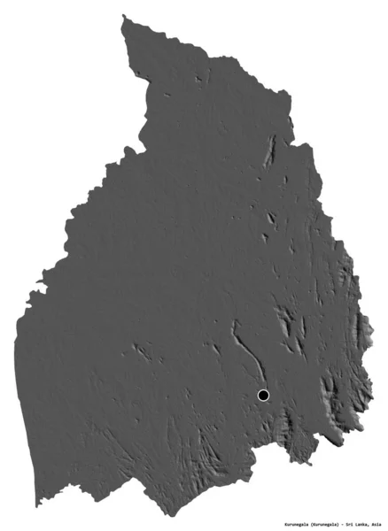 Forma Kurunegala Distrito Sri Lanka Con Capital Aislada Sobre Fondo — Foto de Stock
