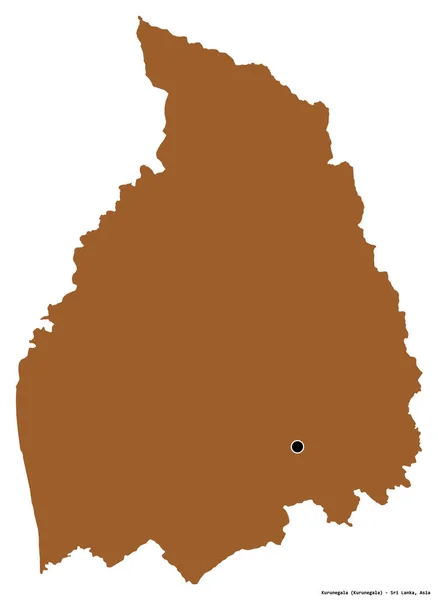Kształt Kurunegala Dystrykt Sri Lanki Stolicą Odizolowaną Białym Tle Skład — Zdjęcie stockowe