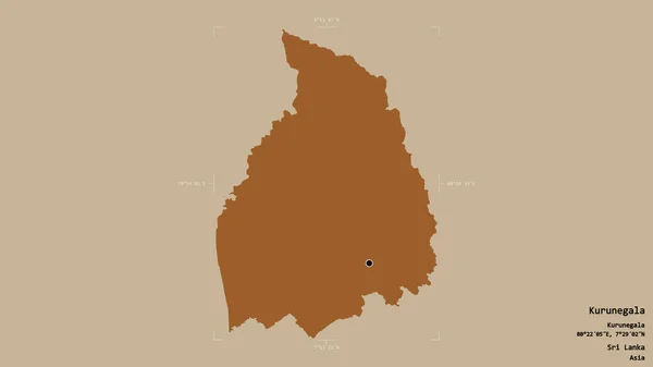 Gebiet Von Kurunegala Distrikt Von Sri Lanka Isoliert Auf Einem — Stockfoto