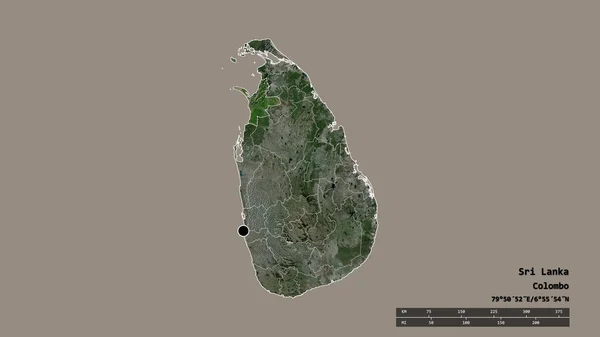 Desaturated Shape Sri Lanka Its Capital Main Regional Division Separated — Stock Photo, Image