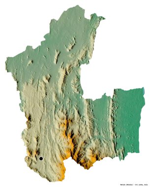 Sri Lanka 'nın Matale ilçesi, başkenti beyaz arka planda izole edilmiştir. Topografik yardım haritası. 3B görüntüleme