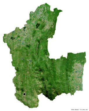 Sri Lanka 'nın Matale ilçesi, başkenti beyaz arka planda izole edilmiştir. Uydu görüntüleri. 3B görüntüleme