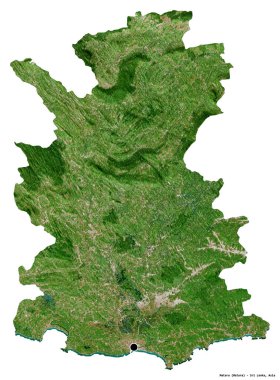 Matara 'nın şekli, Sri Lanka bölgesi, başkenti beyaz arka planda izole edilmiş. Uydu görüntüleri. 3B görüntüleme