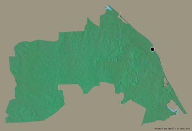 Sri Lanka 'nın Mullaitivu ilçesi, başkenti katı renk arkaplanı ile izole edilmiştir. Topografik yardım haritası. 3B görüntüleme