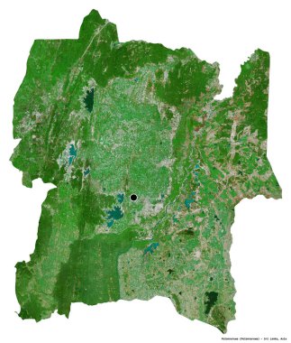 Sri Lanka 'nın Polonnaruwa ilçesi, başkenti beyaz arka planda izole edilmiştir. Uydu görüntüleri. 3B görüntüleme