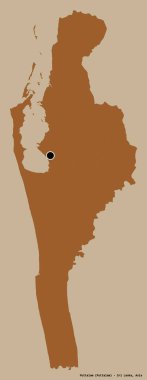Sri Lanka 'nın Puttalam ilçesi, başkenti katı renk arkaplanı ile izole edilmiştir. Desenli dokuların bileşimi. 3B görüntüleme