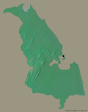 Sri Lanka 'nın Trincomalee ilçesi, başkenti katı renk arkaplanı ile izole edilmiştir. Topografik yardım haritası. 3B görüntüleme