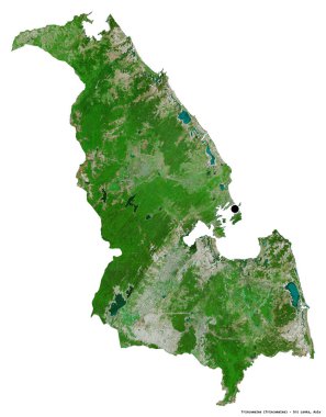 Sri Lanka 'nın Trincomalee ilçesi, başkenti beyaz arka planda izole edilmiştir. Uydu görüntüleri. 3B görüntüleme