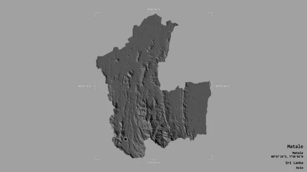 Oblast Matale Okres Srí Lanka Izolovaná Pevném Pozadí Georeferenčním Hraničním — Stock fotografie