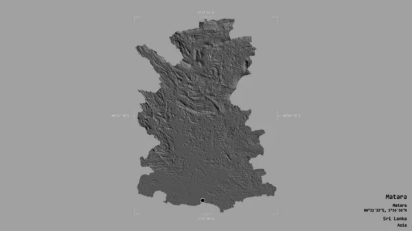 斯里兰卡Matara区的一个地区 在一个地理参考方块中 背景坚实 与世隔绝 Bilevel高程图 3D渲染 — 图库照片