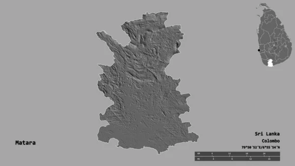Forma Matara Distrito Sri Lanka Con Capital Aislada Sobre Fondo — Foto de Stock