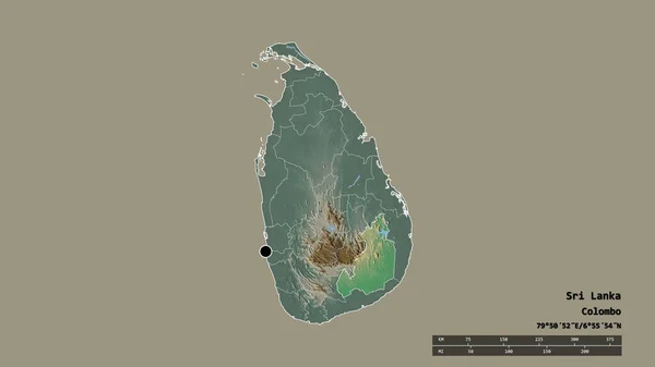 Forma Desnaturalizada Sri Lanka Con Capital División Regional Principal Zona — Foto de Stock