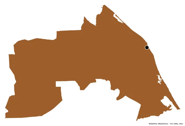 Form Von Mullaitivu Distrikt Von Sri Lanka Mit Seiner Hauptstadt — Stockfoto