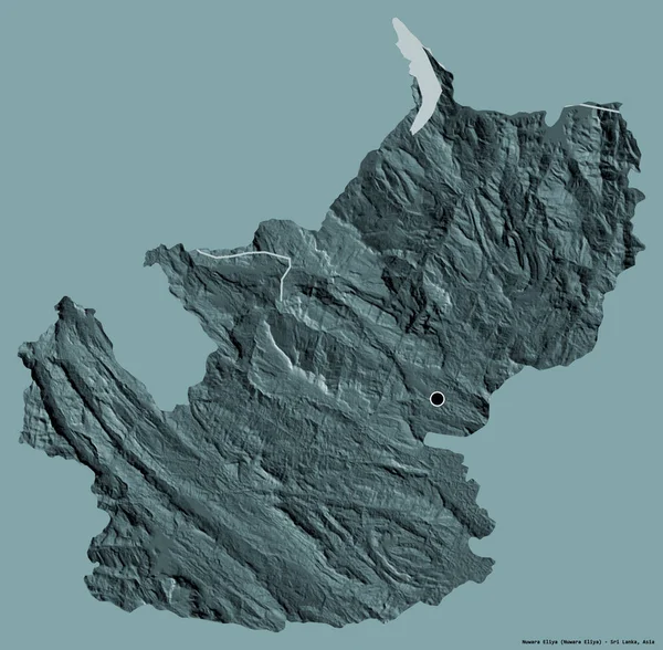 Forma Nuwara Eliya Distrito Sri Lanka Com Sua Capital Isolada — Fotografia de Stock