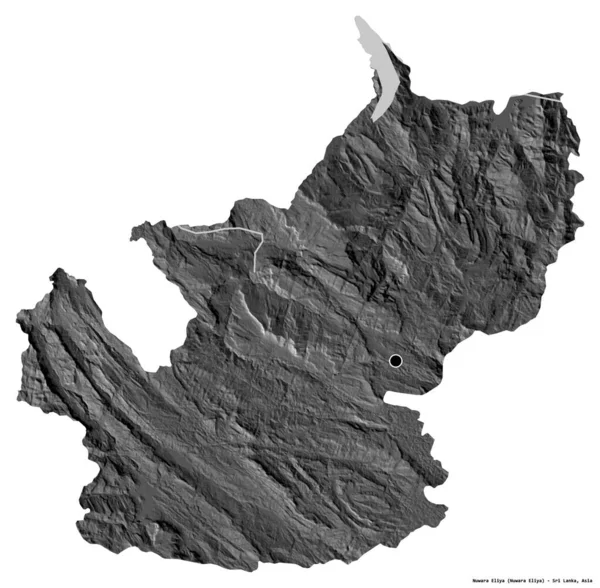 Forma Nuwara Eliya Distrito Sri Lanka Con Capital Aislada Sobre — Foto de Stock