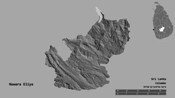 Forma Nuwara Eliya Distretto Dello Sri Lanka Con Sua Capitale — Foto Stock