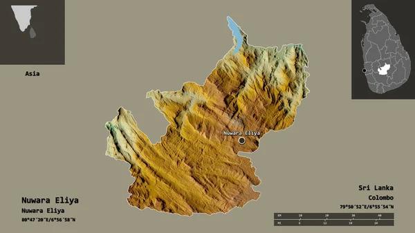 Σχήμα Της Nuwara Eliya Περιοχή Της Σρι Λάνκα Και Την — Φωτογραφία Αρχείου
