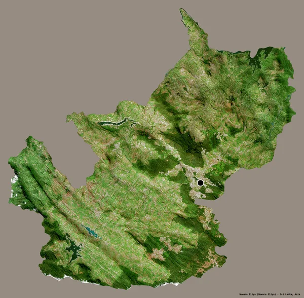 Form Nuwara Eliya Distriktet Sri Lanka Med Sin Huvudstad Isolerad — Stockfoto
