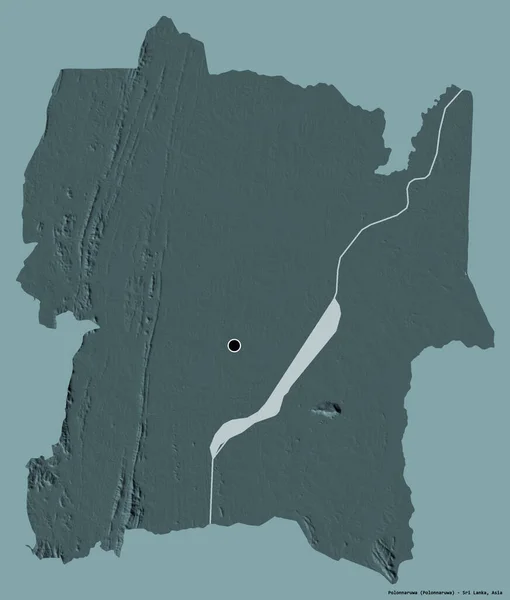 スリランカの地方都市ポロンナルワの形で その首都はしっかりとした色の背景に隔離されています 色の標高マップ 3Dレンダリング — ストック写真