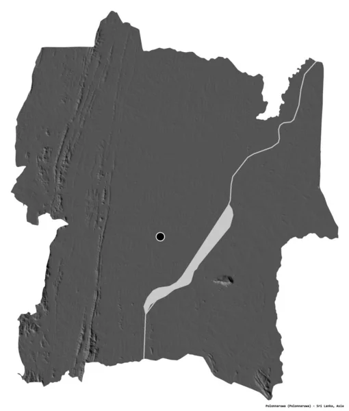 Форма Polonnaruwa Район Шри Ланки Столицей Изолированы Белом Фоне Карта — стоковое фото
