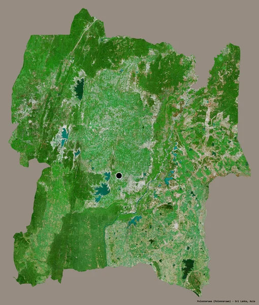 Sri Lanka 'nın Polonnaruwa ilçesi, başkenti katı bir renk arkaplanı ile izole edilmiştir. Uydu görüntüleri. 3B görüntüleme