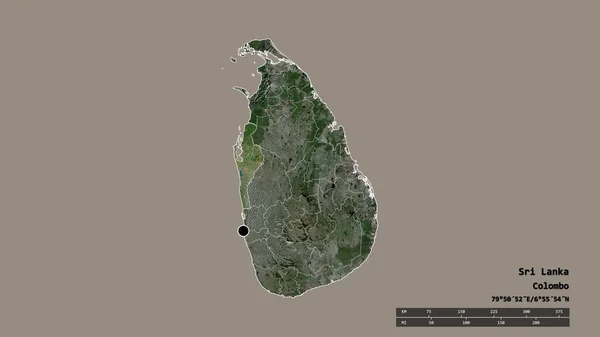 主要な地域部門と分離プッタラム地域とスリランカの荒廃した形 ラベル 衛星画像 3Dレンダリング — ストック写真