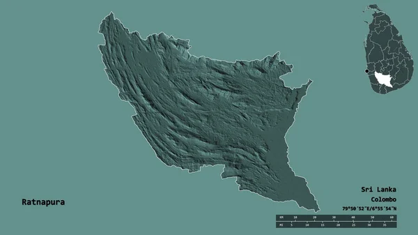Forma Ratnapura Distrito Sri Lanka Con Capital Aislada Sobre Fondo — Foto de Stock