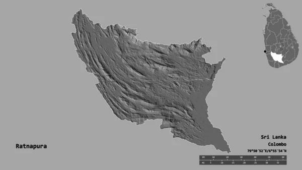 Forma Ratnapura Distrito Sri Lanka Con Capital Aislada Sobre Fondo — Foto de Stock