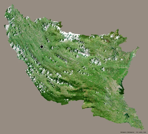 斯里兰卡拉那普拉区的形状 其首都以纯色背景隔离 卫星图像 3D渲染 — 图库照片