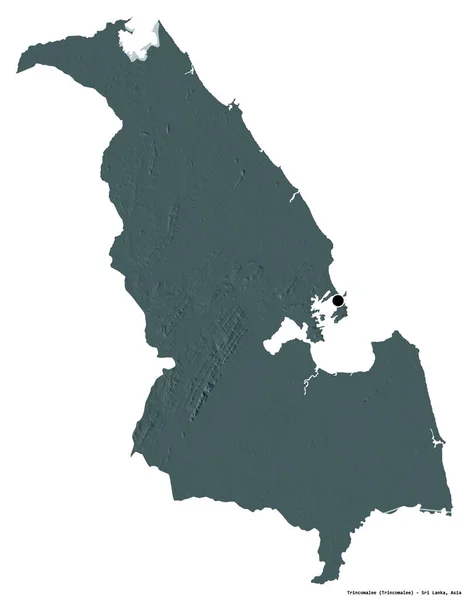 Form Trincomalee Distriktet Sri Lanka Med Huvudstaden Isolerad Vit Bakgrund — Stockfoto