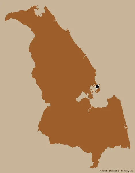Forma Trincomalee Distrito Sri Lanka Com Sua Capital Isolada Fundo — Fotografia de Stock