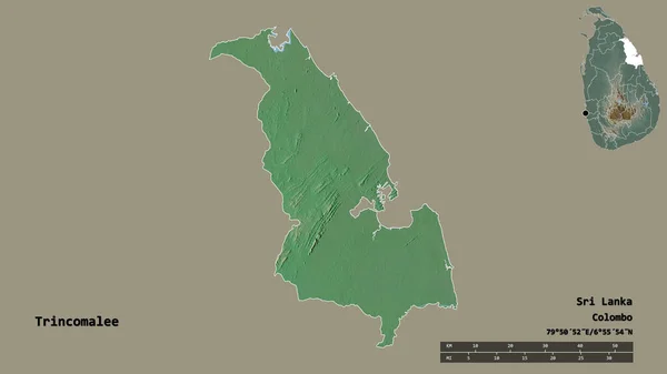 Форма Тринкомалі Району Шрі Ланки Столицею Ізольованою Твердому Тлі Масштаб — стокове фото