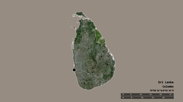 Zdesperowany Kształt Sri Lanki Jej Stolicą Głównym Oddziałem Regionalnym Oddzielonym — Zdjęcie stockowe