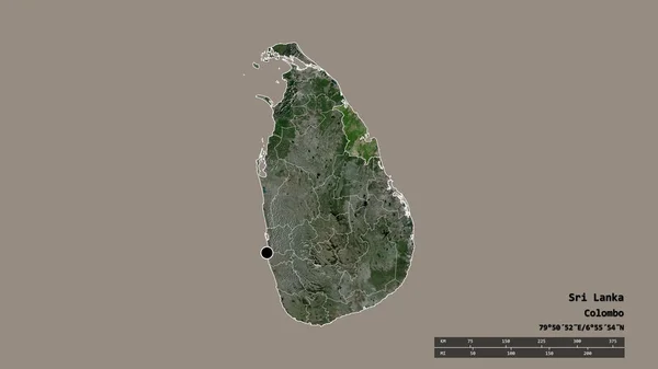 Desaturated Shape Sri Lanka Its Capital Main Regional Division Separated — Stock Photo, Image