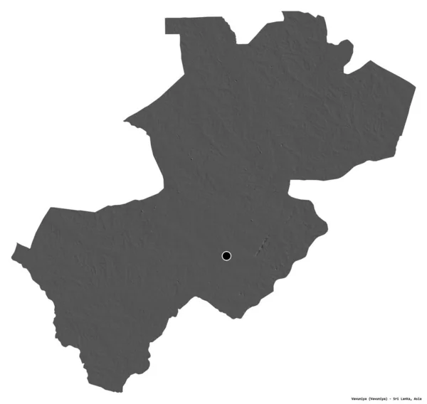Форма Вавунии Района Шри Ланки Столицей Изолированной Белом Фоне Карта — стоковое фото