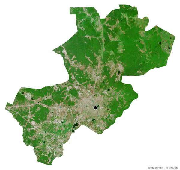 スリランカの地方のVavuniyaの形で 首都は白い背景に孤立しています 衛星画像 3Dレンダリング — ストック写真