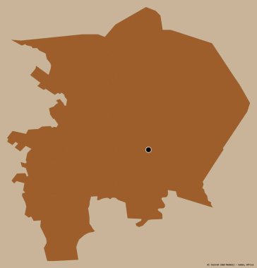 El Cezire 'nin şekli, Sudan eyaleti, başkenti katı renk arka planında izole edilmiş. Desenli dokuların bileşimi. 3B görüntüleme