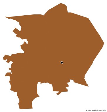 Al Jazirah 'ın şekli, Sudan eyaleti, başkenti beyaz arka planda izole edilmiş. Desenli dokuların bileşimi. 3B görüntüleme