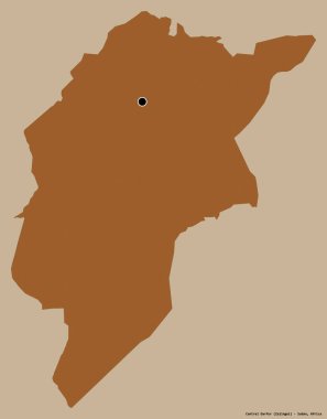 Merkez Darfur 'un şekli, Sudan eyaleti, başkenti katı renk arkaplanı ile izole edilmiş. Desenli dokuların bileşimi. 3B görüntüleme