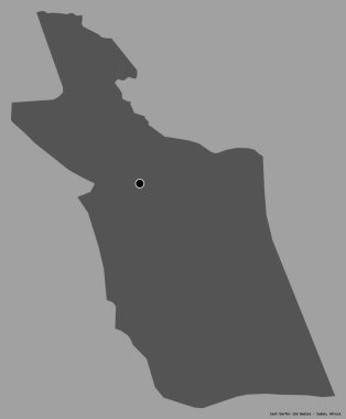 Doğu Darfur 'un şekli, Sudan eyaleti, başkenti katı renk arkaplanı ile izole edilmiş. Çift seviyeli yükseklik haritası. 3B görüntüleme