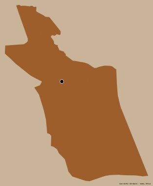 Doğu Darfur 'un şekli, Sudan eyaleti, başkenti katı renk arkaplanı ile izole edilmiş. Desenli dokuların bileşimi. 3B görüntüleme