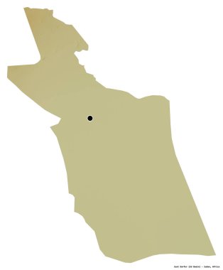 Doğu Darfur 'un şekli, Sudan eyaleti, başkenti beyaz arka planda izole edilmiş. Topografik yardım haritası. 3B görüntüleme