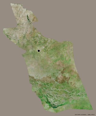 Doğu Darfur 'un şekli, Sudan eyaleti, başkenti katı renk arkaplanı ile izole edilmiş. Uydu görüntüleri. 3B görüntüleme