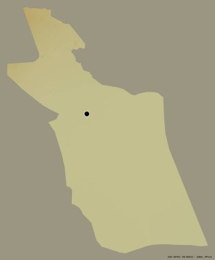 Doğu Darfur 'un şekli, Sudan eyaleti, başkenti katı renk arkaplanı ile izole edilmiş. Topografik yardım haritası. 3B görüntüleme