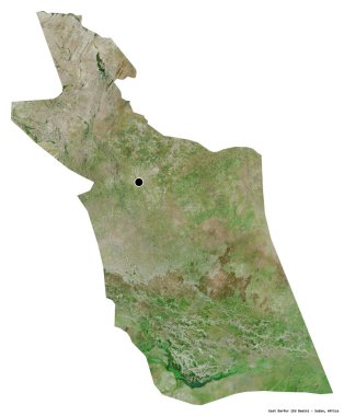 Doğu Darfur 'un şekli, Sudan eyaleti, başkenti beyaz arka planda izole edilmiş. Uydu görüntüleri. 3B görüntüleme