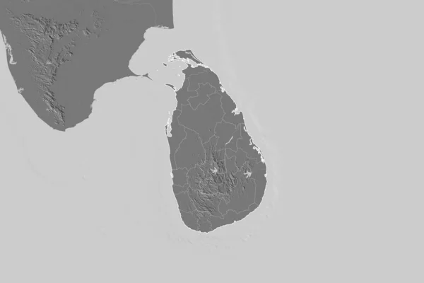 斯里兰卡幅员辽阔 有国家概况 国际和区域边界 Bilevel高程图 3D渲染 — 图库照片