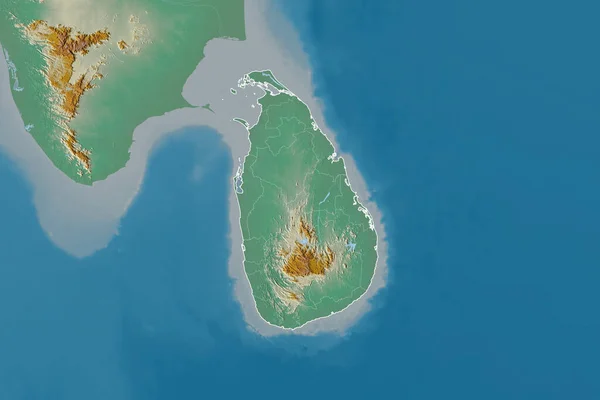 Rozszerzony Obszar Sri Lanki Zarysem Kraju Granicami Międzynarodowymi Regionalnymi Mapa — Zdjęcie stockowe